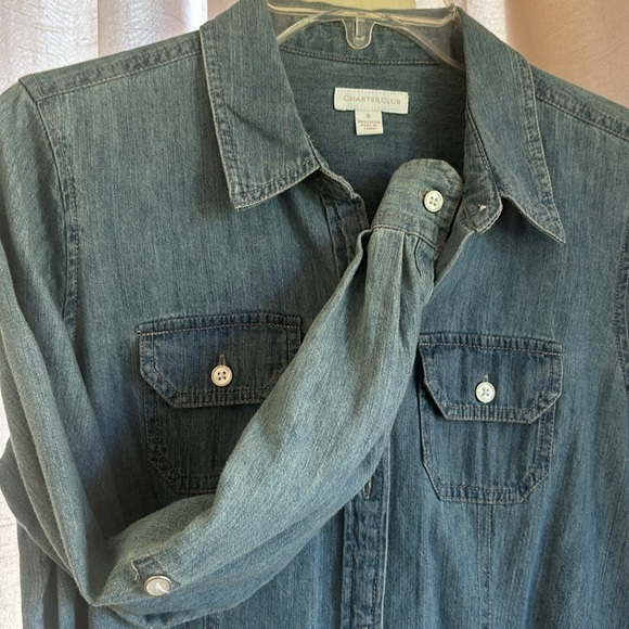 Charter Club denim shirt light blue size 6 - Picture 3 of 4